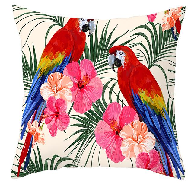 Parrot Toucan Floral Pillowcase Tropical Flowers Plants Print Cushions Cover Livingroom Sofa Decorative Throw Pillows Home Decor