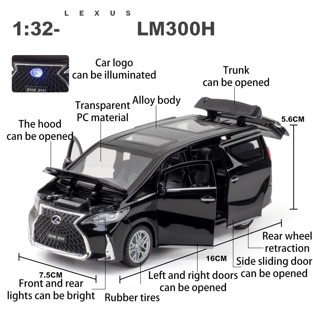 1/32 Scale LM300H Diecast Car Model Toy, Pull Back Toy Vehicle with Sound and Light for Kids Toddler Boys Girls Gift Collection