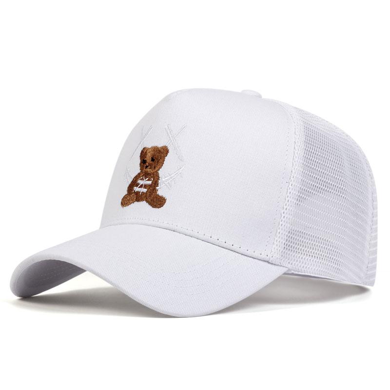 1 Stück Unisex Niedlicher Xx Bär Stickerei Baseball Netzmütze Outdoor Verstellbare Sonnenhut Freizeit Hut Frühling Sommer Reise Urlaub white