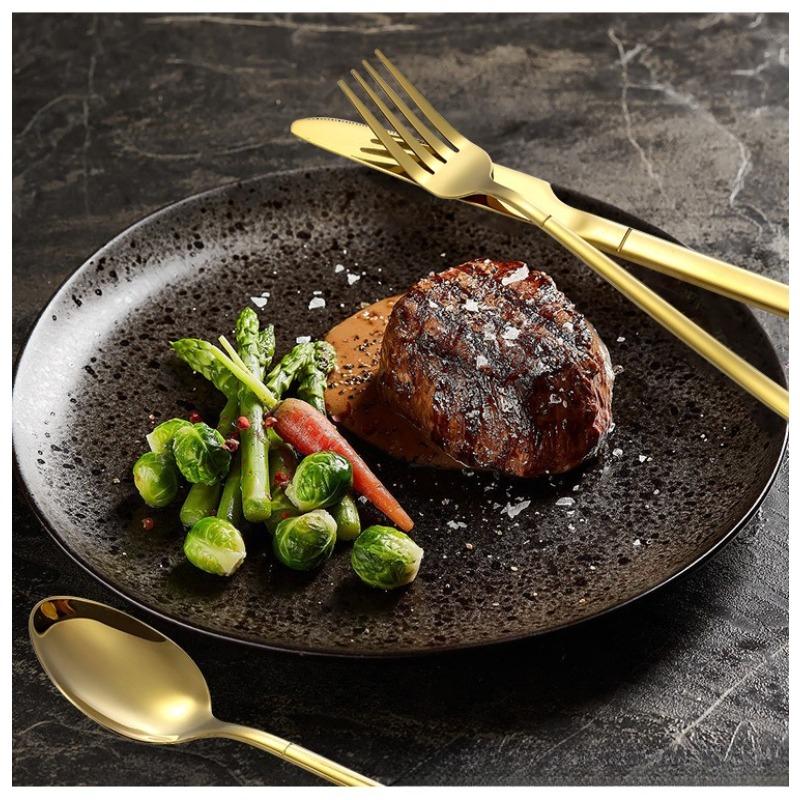 Stainless steel tableware, Knight series set, 24 piece Western style steak knife, fork, spoon set, gift box light luxury