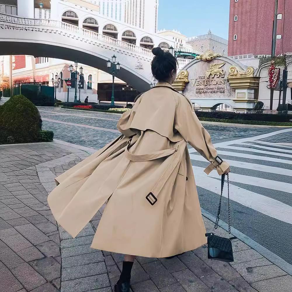 Women's Mid-Length Trench Coat: 2023 Korean High-End Casual Loose British Style Autumn Outerwear