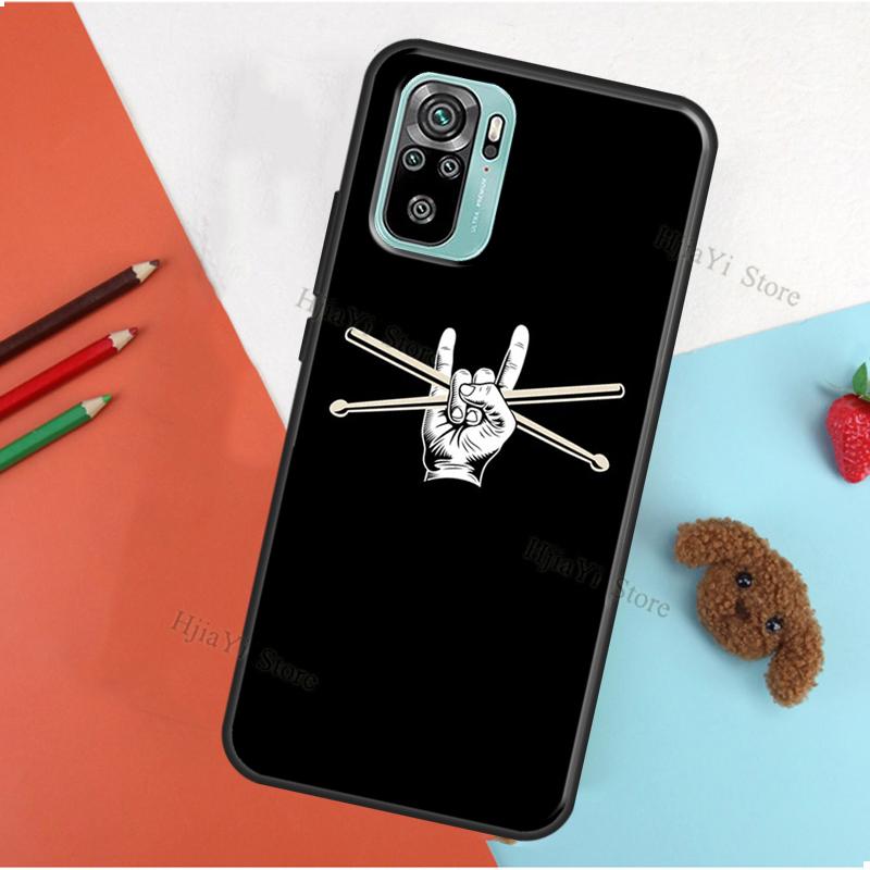 Drum Rock Perkusista Muzyk Pokrowiec na Pałki Perkusyjne Dla Xiaomi Redmi Note 9 7 8 10 Pro 9S 10S 8T 9A 9C 9T 7A 8A K40 Tylna Pokrywa Obudowa
