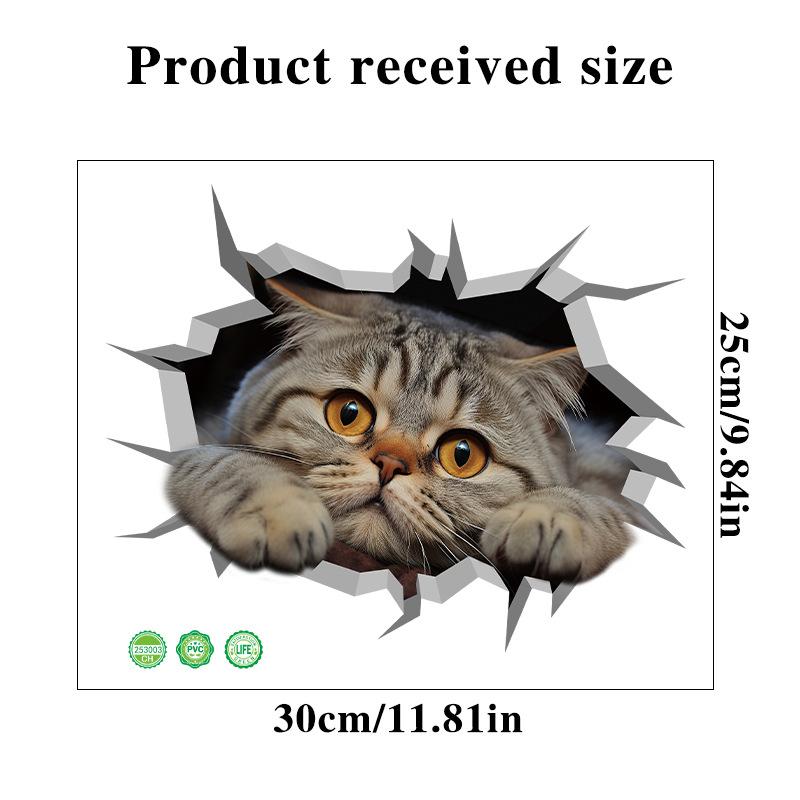 3D Cat Sticker Self Adhesive Toilet Bathroom Decoration Funny Animal Wall Art for Laundry Room Decor