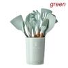 11pcs Wooden Handle Silicon Utensil Kitchen Tools Cookware Spatula Soup Spoon Brush Ladle Pasta Colander Non-stick Kitchenware