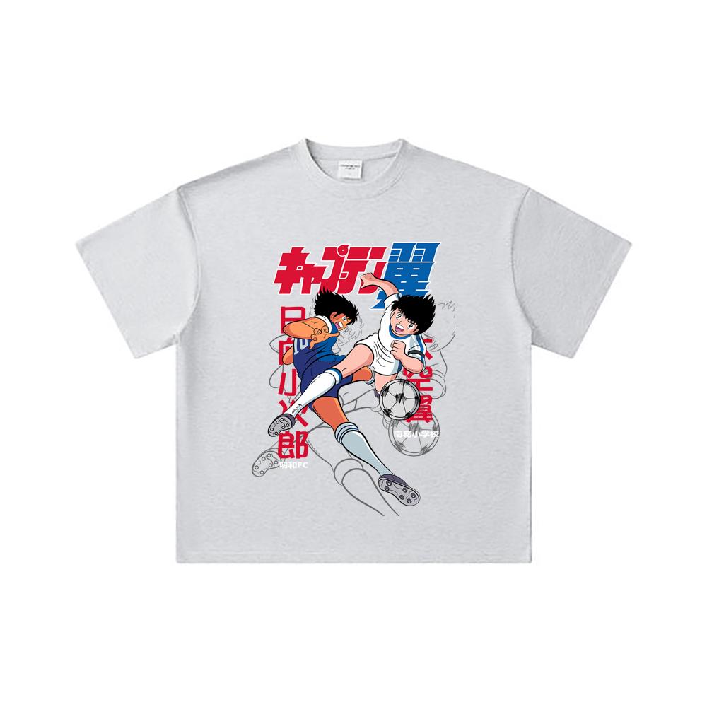 260 GSM Double Yarn 32 Count 100% Cotton Captain Tsubasa V2 Print Unisex Heavy Cotton T Shirt