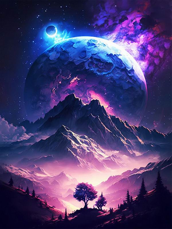 Moon Mountain Lake Diamantová maľba Nové príchody Diy Plný Štvorec Okrúhla vŕtačka Vyšívanie štrasom Nočná scenéria Mozaika Súpravy krížového vyšívania Nástenné dekorácie