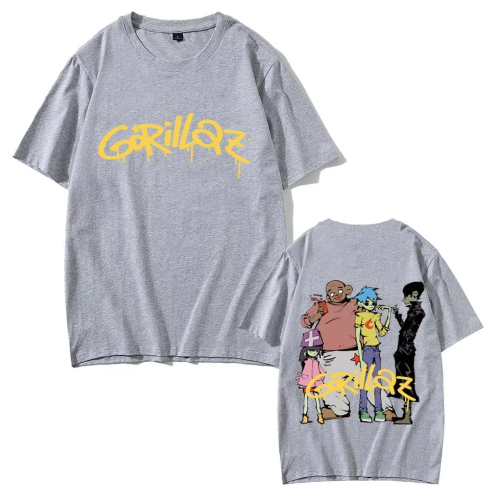 Alternative Rock Band Gorillaz Tshirts Men Women Hip Hop Fashion Vintage T Shirts Summer Male Gothic Oversized Crewneck Tshirts