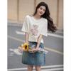 Demana Women's Summer Cartoon Appliqué T-Shirt