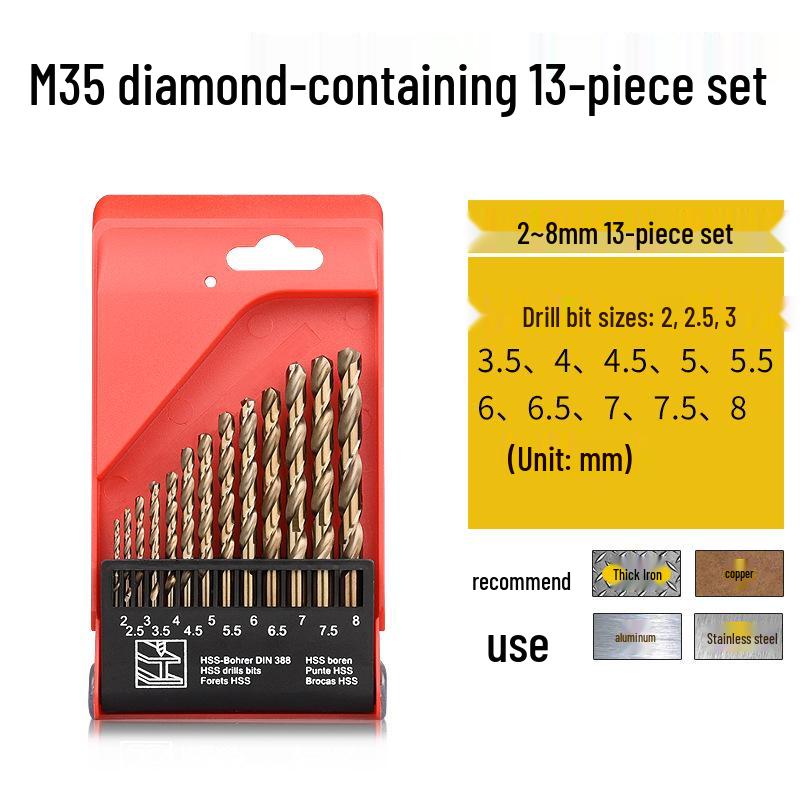 Cobalt-Enhanced Extended Length Twist Drill Bit Set - Super Hard Stainless Steel Alloy, 4.2mm.
