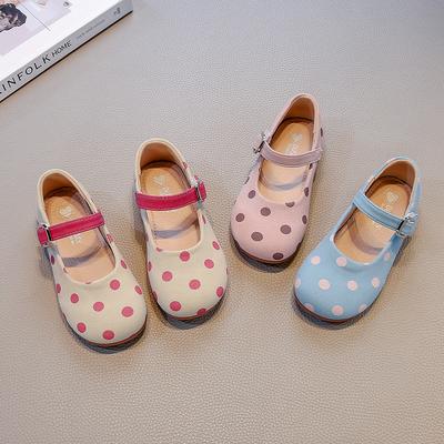 Girls Leather Shoes Princess Style 2025 Spring Autumn Children Dance Shoes Soft Sole Round Toes Kids Flat Shoes Polka Dots Sweet