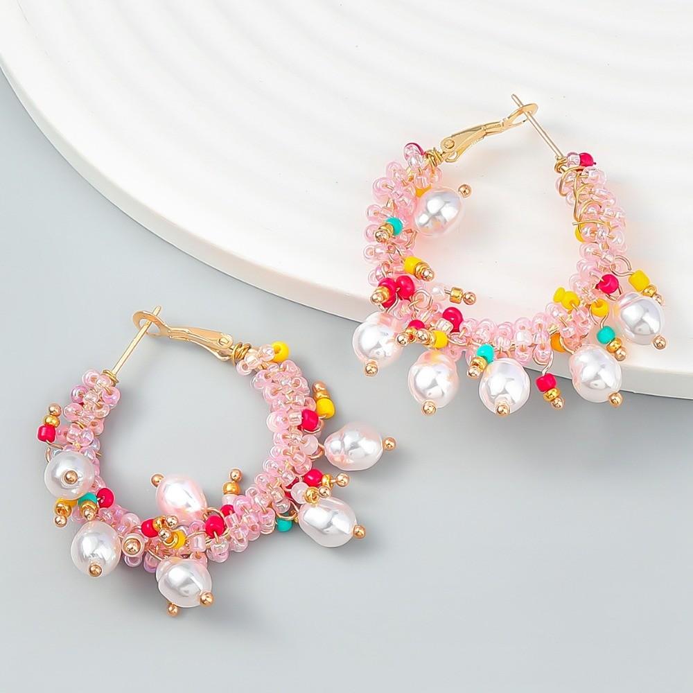 Pinkddudu Elegant BOHO Colorful Round Zinc Alloy Earrings Sweet Fashion Trendy Hoop Earrings Women Jewelry Gift PD2259