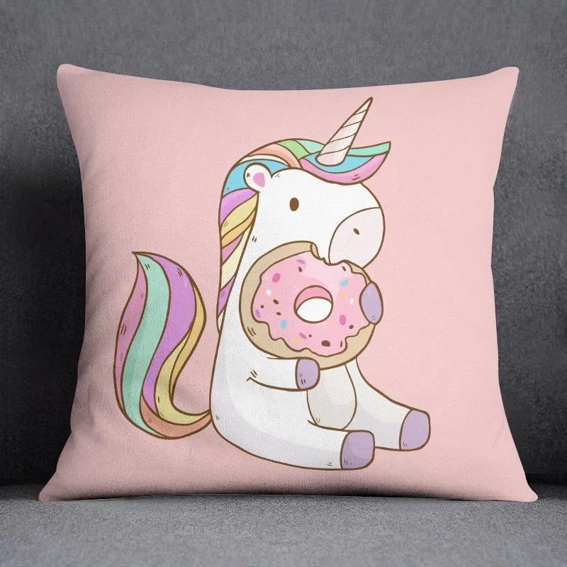 Cartoon Pink Unicorn Collection Pillow Gift Home Office Decor  Bedroom Sofa Car Cushion Cover Case