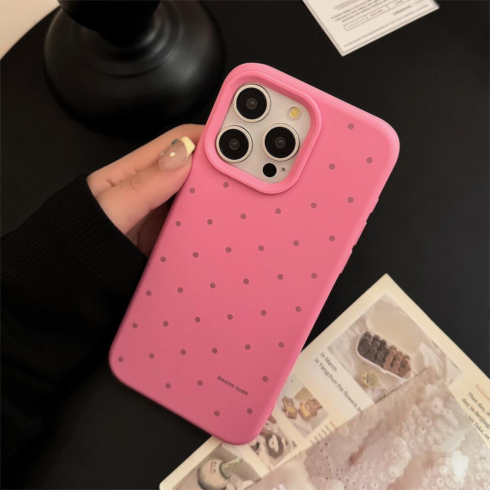 Korean Full Screen Polka Dots Are Suitable for iPhone16/17promax Mobile Phone Case Apple 15 Liquid 13 Skin Feeling 14 Sets