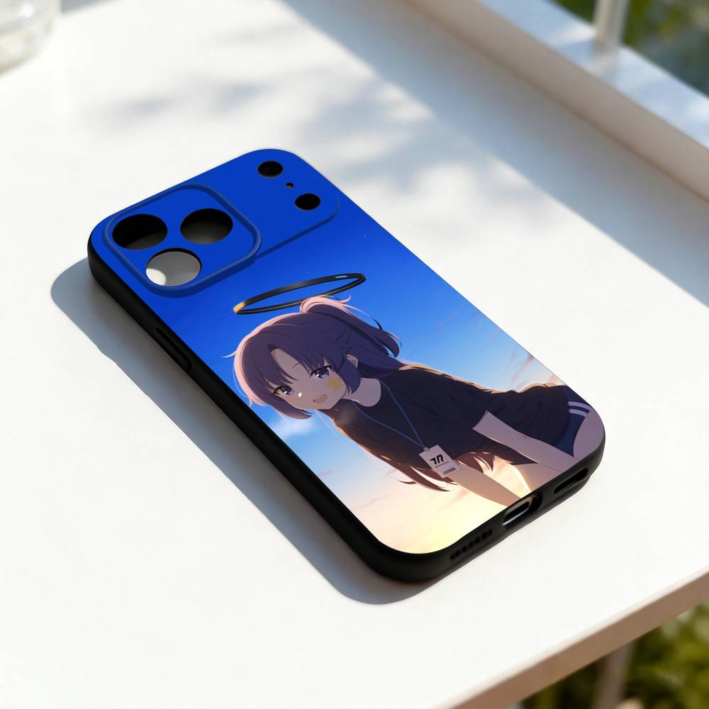 Hayase Yuuka B-Blue A-Archive Phone Case For iPhone 11,12,13,14,15,16,17,Pro,Max,Plus,E,SE4,Air,Mini Black Soft Cover