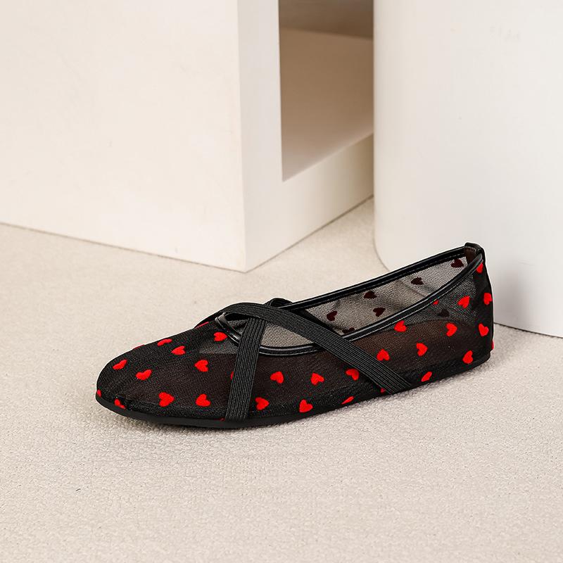 Flats for Women Mesh Ballet Flats Mary Jane Shoes Slip On Casual Breathable Ballerina Flats Womens Summer Round Closed Toe Mary Jane Flats Dress Shoes 36