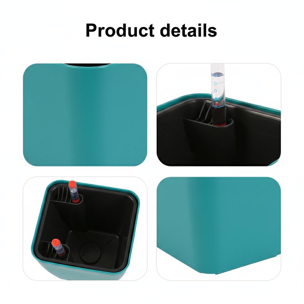 Mini Square Plastic Planter With Self Watering System For Succulents And Small Plants