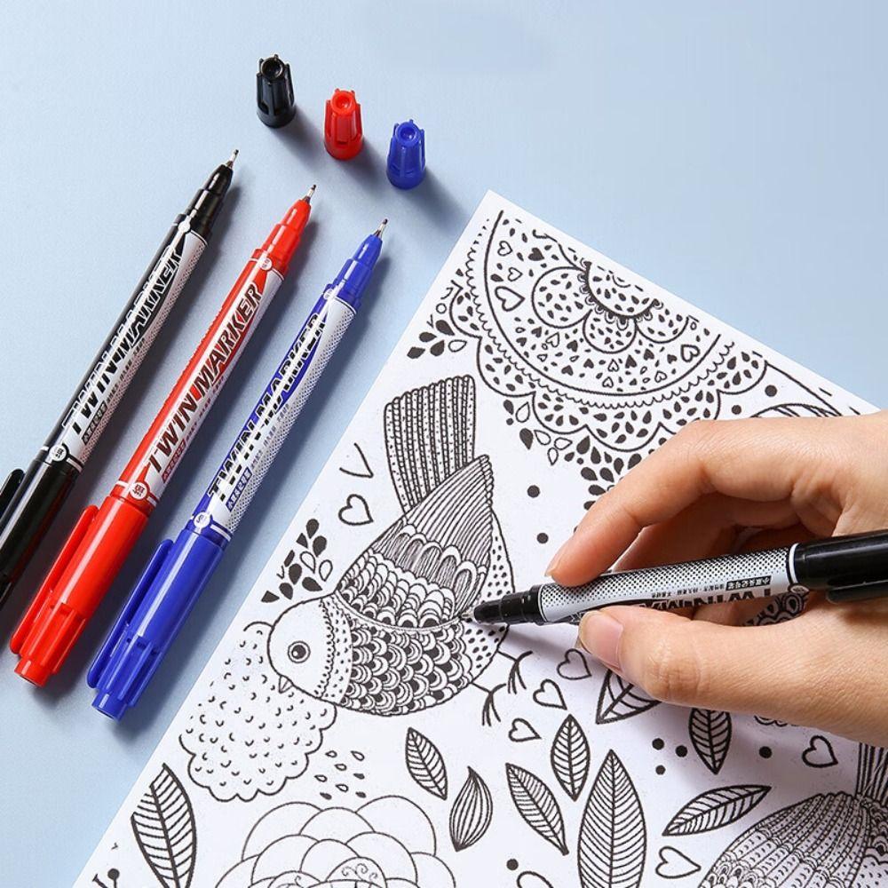 Quick-drying Dual Side Marker Pens Waterproof Dual Tip Brush Pen New Felt Tip Pens