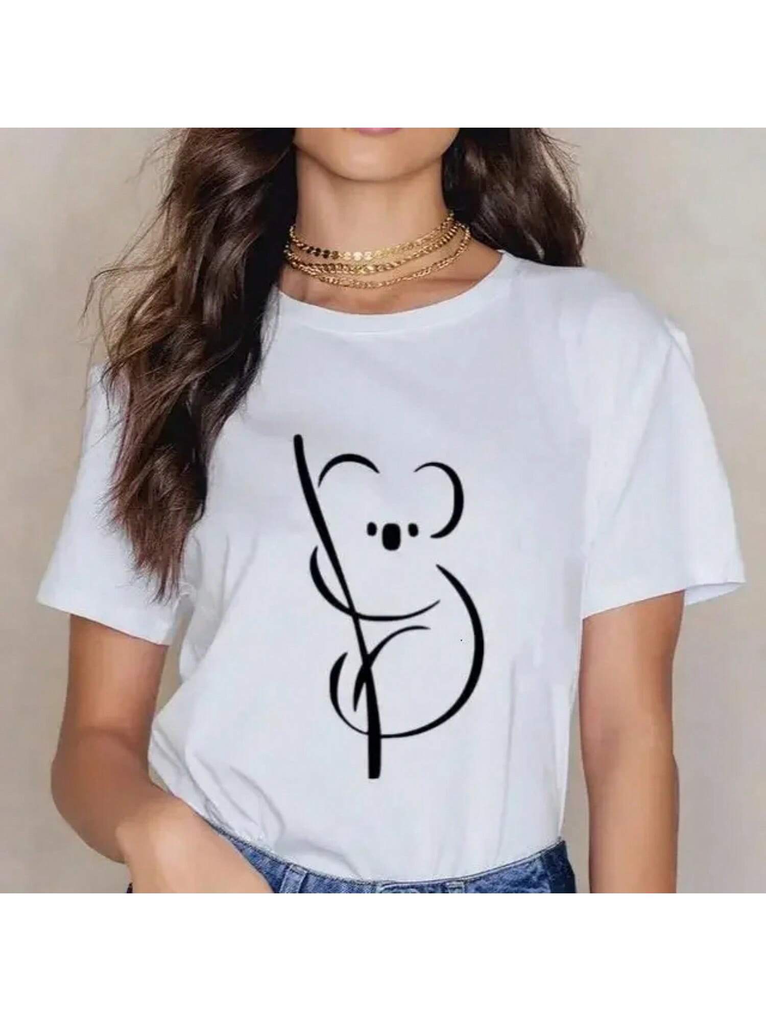 Wounisex Cartoon Kawaii Animal Koala Print Woman Tshirt Harajuku Ropa Mujer Graphic T-Shirt Casual Streetwear Tees Graphic T Shirts S разноцветный