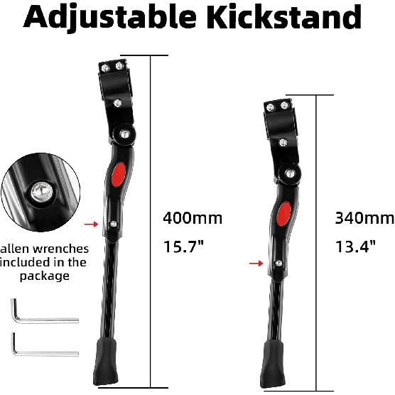 ROCKBROS Bike Kickstand Adjustable Bike Rear Mount Kickstand Bike Side Aluminium Alloy Adults Kick Stand For 22’’-28’’ Inch Mountain Road