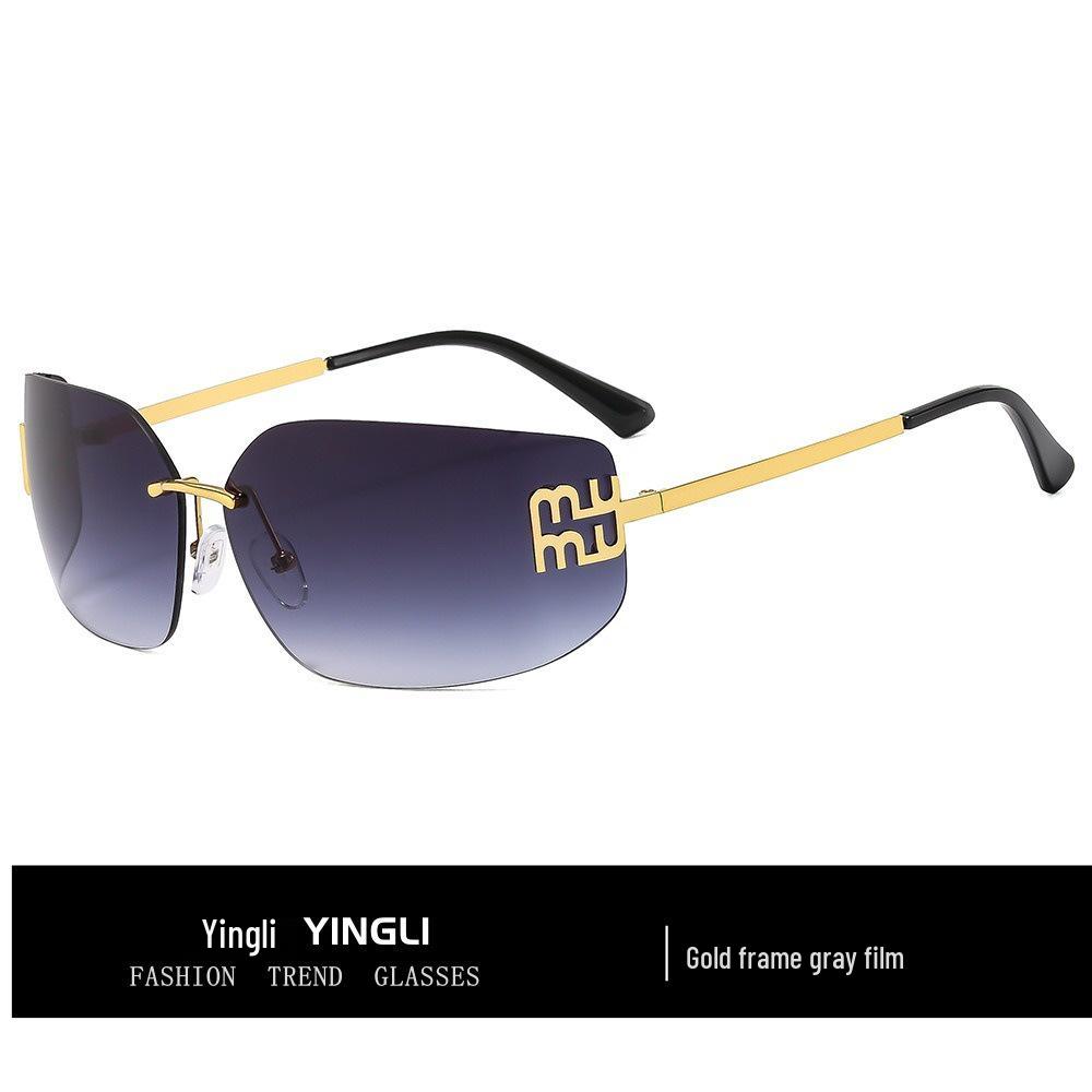 

Zhang Yuanying Style Women s Miu Miu Y2K Frameless One-Piece Sunglasses