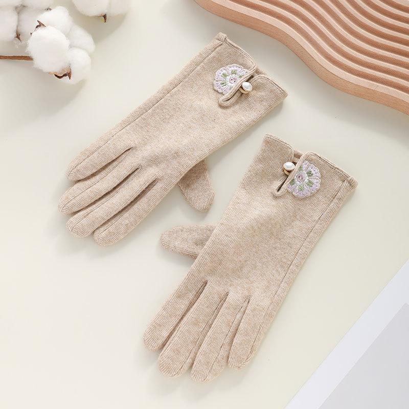 Autumn and Winter Gloves for Women German Velvet Thin Elastic Outdoor Cycling and Driving Touch Screen Winter Imitation Wool Warm Gloves