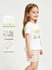 Girls' Summer Plaid Shorts Set - European & American Style with Cartoon Print, Short-Sleeve Two-Piece