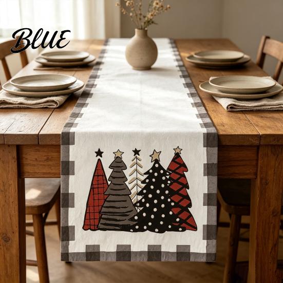 Coffee Table Runner Dining Tablecloth Ball Reindeer Xmas Tree Christmas Runner Print Seasonal Winter Holiday