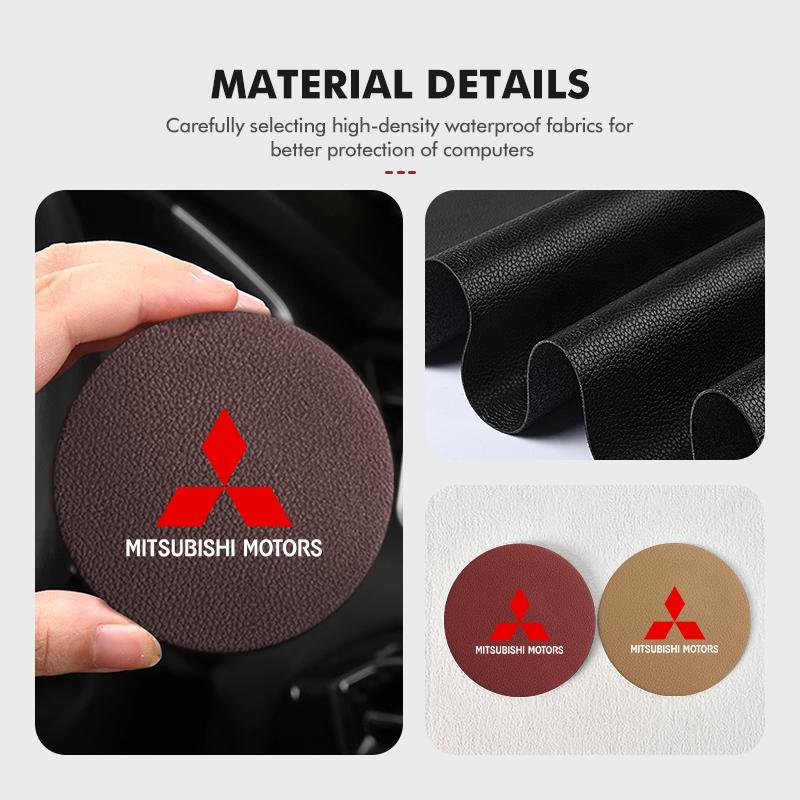 2Pcs Car Coaster Anti-Slip Slot Mat Drink Holder Accessories For Mitsubishi Lancer ASX Pajero Mirage Attrage Xpander Outlander