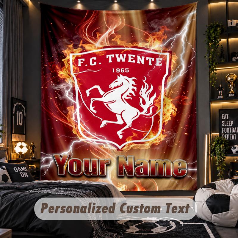 TapestryFC Twente Custom Name Text Personalized Wall Hanging Tapestry Home Wall Decor