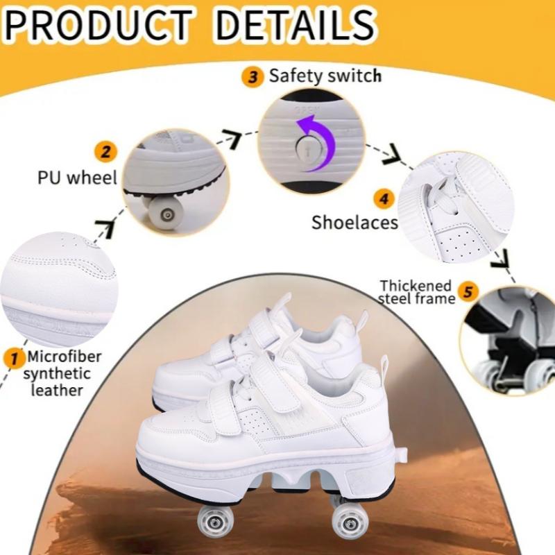Deformation Shoes Roller Sneakers With 4 Wheels Skates Adult Kids Runaway Parkour Wheels Shoes For Women Men Youth Sport Shoes