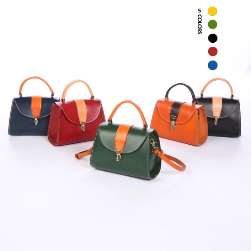 Johnature Genuine Leather Handmade Women Bag Handbag Retro Natural Real Cowhide Solid Color Versatile Shoulder Bags