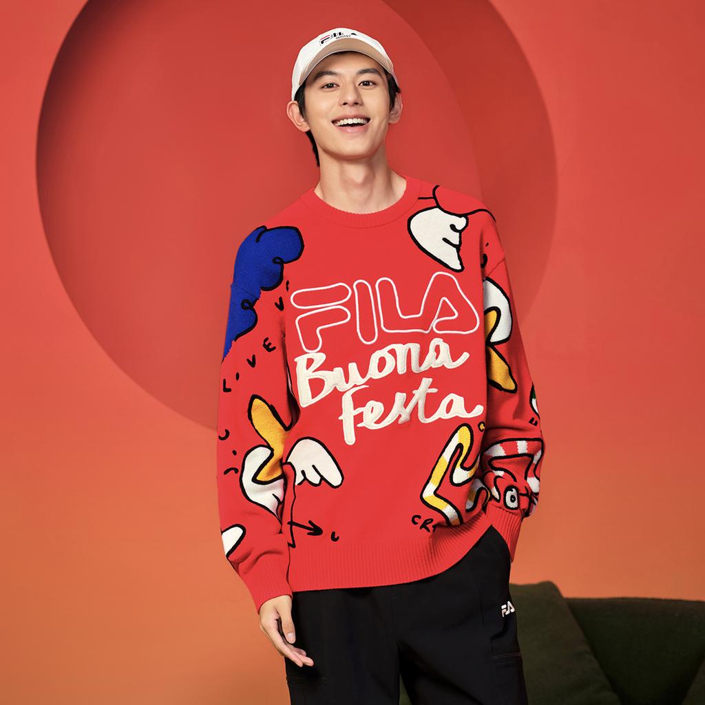 New FILA ORIGINALE Sweater Unisex Legend Red F11U519402F-RD