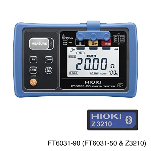 HIOKI Earth Resistance Meter FT6031-90 with Wireless Adapter Z3210, Bluetooth Communication, Dustproof and Waterproof, IP65/IP67, Class A, B, C, and D