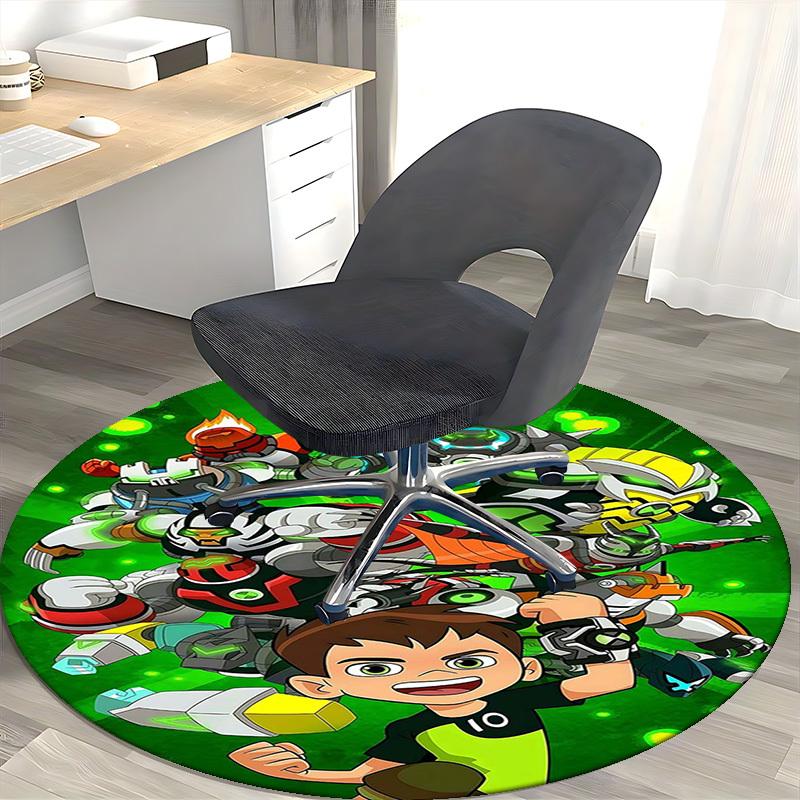 1pc Ben 10 Alien Force Round Carpet - Anime Design Chair Mat for Office, Home Decor, Living Room
