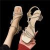 Rhinestone butterfly temperament sexy high heels 2025 women's new summer fashion one-word buckle stiletto sandals