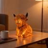 High Land Cow Nightlight Resin Miniature Figurine Desk Ornament Battery Powered for Farmhouse Tiered Tray Decors Gift