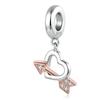 WOSTU Valentine Series 925 Silver Love Heart Charms Key Pendant Murano Glass Bead Fit Bracelet Jewelry Making Gift For Lover Her