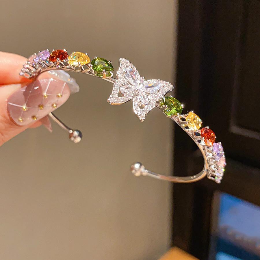 Fashion Butterfly Jewelry Bracelet With Zircon Stones For Elegant Women