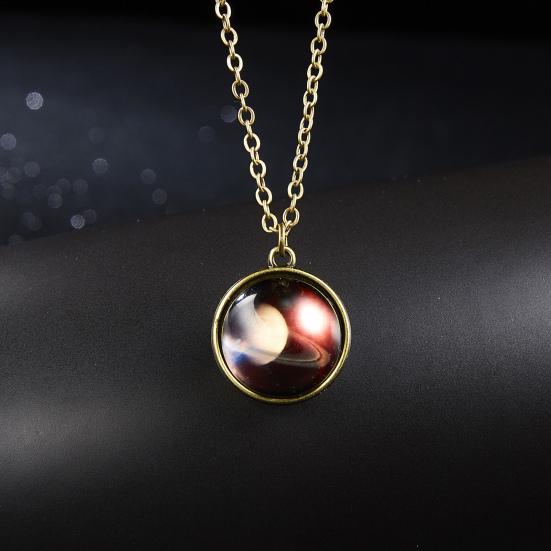 Yousheng Pendant Necklace Personality Double Sides Glow in The Dark Vintage Colorful Galaxy Glass Ball Necklace Jewelry Accessory