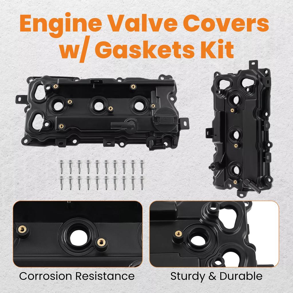 2pcs Cam Rocker Cover W/Gasket Screw Oil Cap Camshaft Rocker Cover Wear Resist for Nissan Maxima 2009-2020 Murano 3.5L 2015-2020