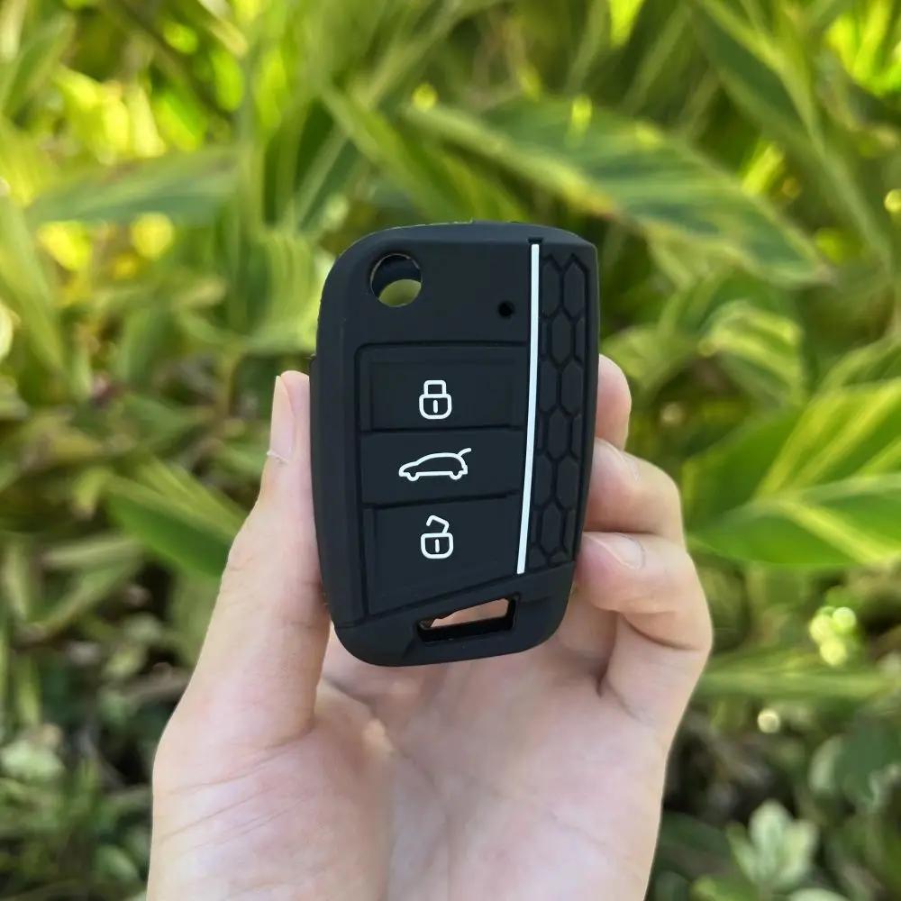 3 Button Silicone Car Key Case Cover for Volkswagen VW Polo Golf 7 MK7 for Skoda Octavia Combi SEAT Leon Ibiza CUPTRA Keychain