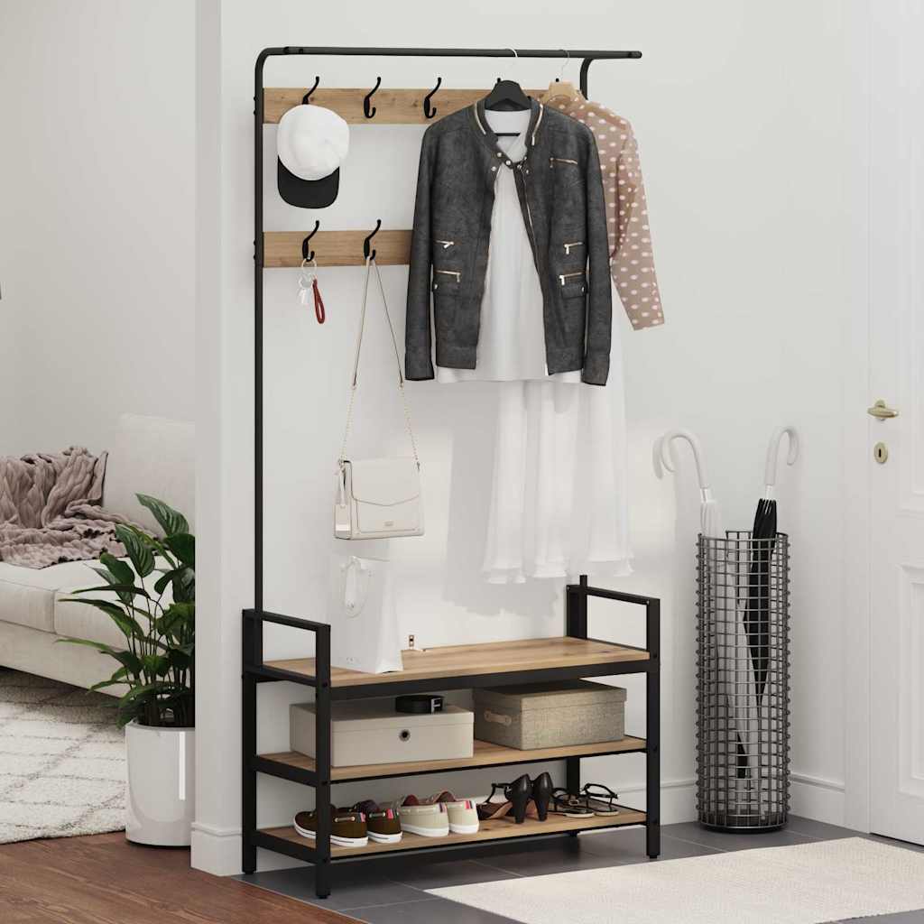 Artisan Oak Coat Stand 95 X 34 X 184 Cm Wood Based Material