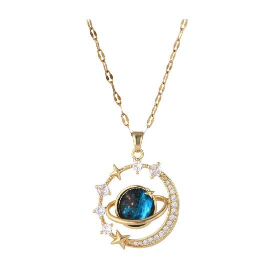 

Женское ожерелье со стразами, лунной звездой, подвеской в ​​виде небесного тела, украшение на шею, регулируемое ювелирное изделие для выпускного вечера, свиданий, ожерелье на ключице золотистый