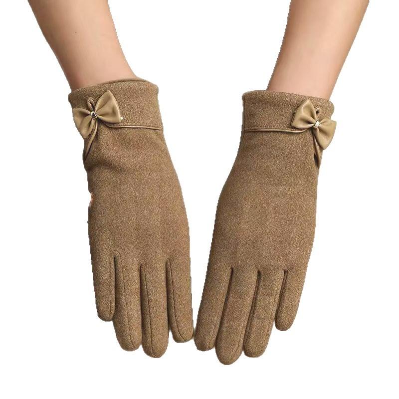Warm Gloves New Rabbit Velvet Bow Outdoor Cycling Versatile Windproof and Cold Autumn and Winter Gloves