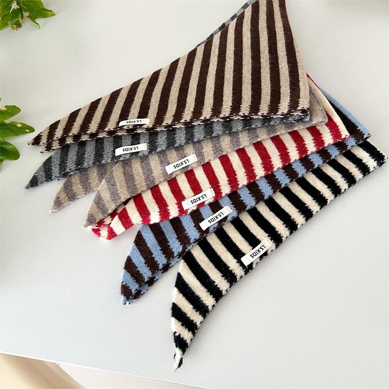 Korean Striped Color Block Children's Headscarf - Baby Warm Neck & Head Wrap Hat