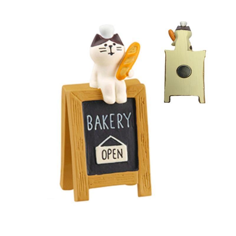 Japanese cat refrigerator sticker, grocery zakka cute bread coffee shop decoration gift miniature resin ornament