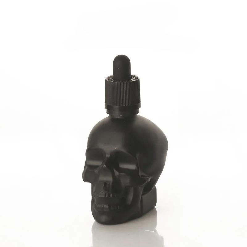 30ml/60ml Skleněná lahvička s kapátkem Černá Lebka Roztomilé lahvičky na esenciální oleje s kapátkem na parfémy