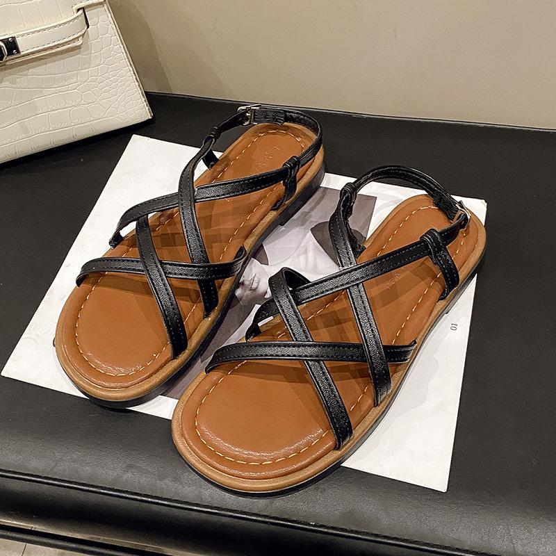 Mori Roman Woven Sandals Women's Summer New Wear Soft-soled Sandals Women's Not Tired Feet Casual Beach Sandals