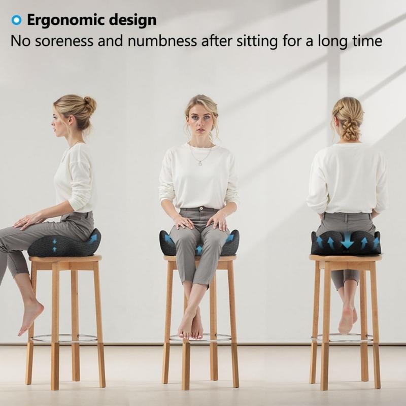 Ergonomic Coccyx Pillow with Removable Washable Cover Support for Long Sitting Hour Office Car