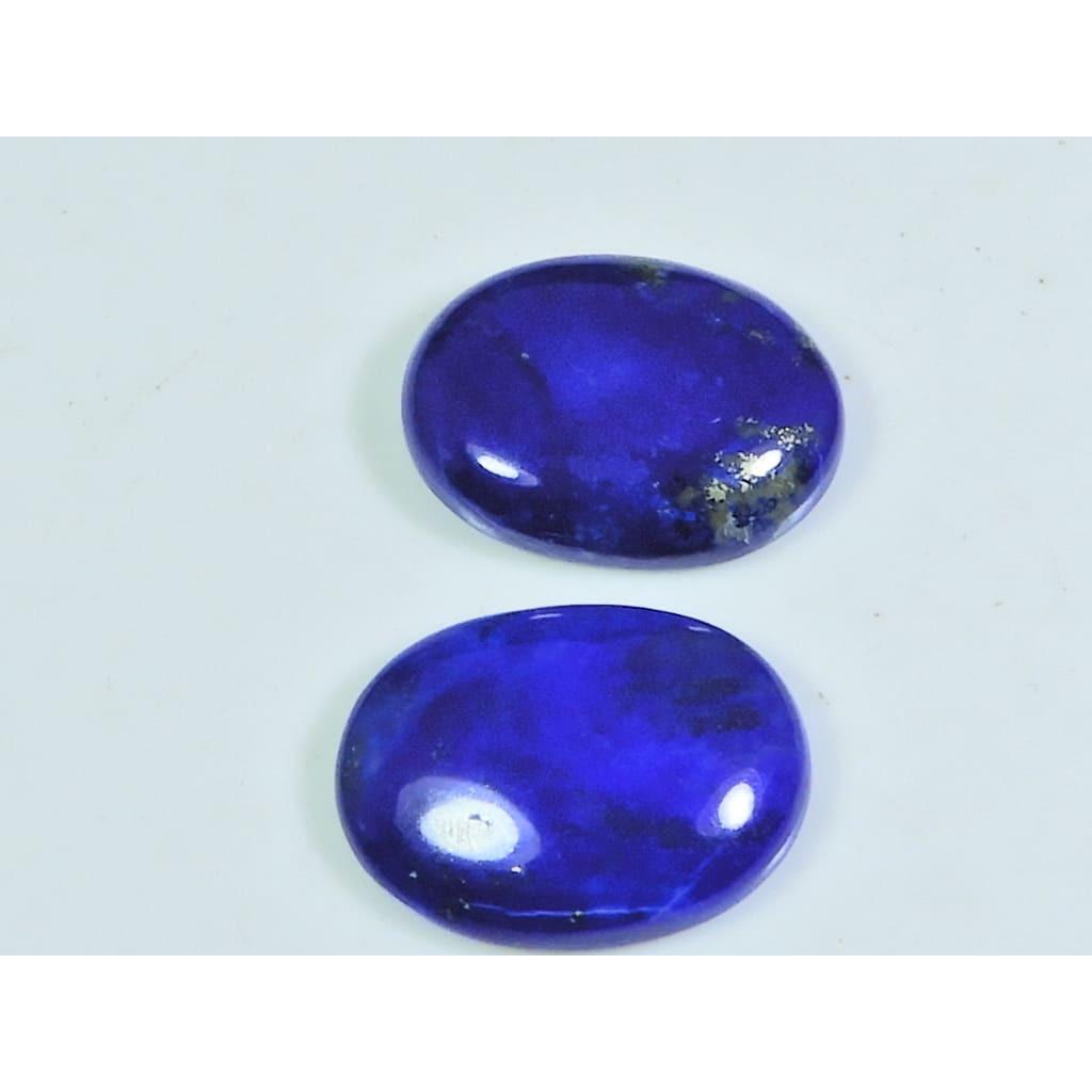 10X12MM Natural Lapis Lazuli Oval Cabochon Loose Gemstone 2Pcs Lot 24Cts. A-496
